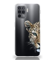 Oppo Reno 5 Lite Uyumlu Kaplan Desenli Şeffaf Telefon Kılıfı