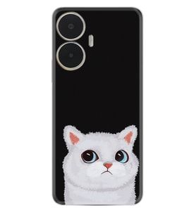 Realme C55 Kılıf Resimli Desenli Silikon Platinium Series White Cat 1835