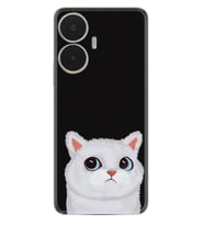 Realme C55 Kılıf Resimli Desenli Silikon Platinium Series White Cat 1835