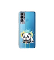 Tecno Pova Neo ile Uyumlu Splash Panda Tasarımlı Şeffaf Silikon Kılıf