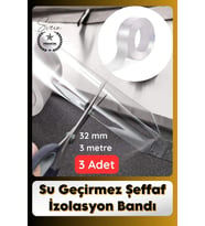 #SızdırmazBant 3 Adet Su Geçirmez Şeffaf İzolasyon Bandı Tezgah Lavabo Kenar Tamir Güçlü 38mm x 3m