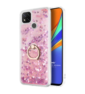 Microsonic Xiaomi Redmi 9C Kılıf Glitter Liquid Holder Pembe