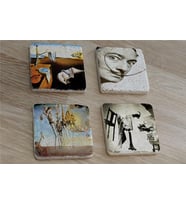Salvador Dali Atomicus Potre ve Eserleri Doğal Taş Bardak Altlığı 4'lü set - Natural Stone Coasters