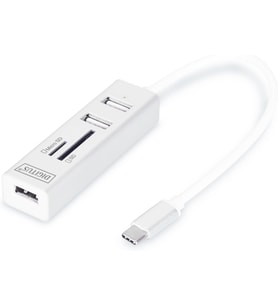 Digitus Da-70243 Usb 2.0 Type-C Hub + Kart Okuyucu 3X Usb 2.0. 1X Sd, 1X Mikro Sd Portu Alüminyum Gö