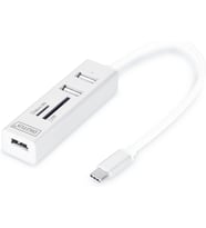 Digitus Da-70243 Usb 2.0 Type-C Hub + Kart Okuyucu 3X Usb 2.0. 1X Sd, 1X Mikro Sd Portu Alüminyum Gö