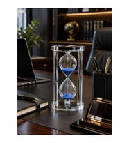Modern Ofis Masa Üstü Biblosu Cam Kum Saati 10 Dakikalık Zamanlı Mavi Kum Dekoratif Hediye 14.5x8 CM