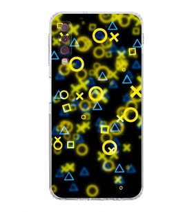 Samsung Galaxy A7 2018  Kamera Korumalı  Kapak Semboller  Tasarımlı  Şeffaf Kılıf