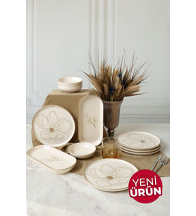Keramika Taupe Bloom Kahvaltı Takımı 12 Parça 6 Kişilik 22519-28-29 (A.Krem)