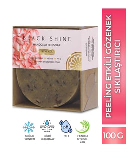 Black Shine Defne Gül Sabunu Gözenek Sıkılaştırıcı Peeling, Besleyici Arındırıcı Doğal Cilt ve Saç Bakımı