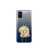 Samsung Galaxy M31s ile Uyumlu Splash Köpek Tasarımlı Şeffaf Silikon Kılıf
