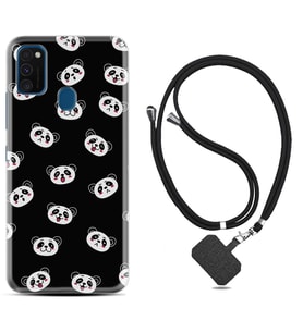 Samsung M21 M22 M23 M30 M31S M32 Kılıf Boyun Askılı Silikon Panda Suratları 1773