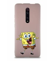 Xiaomi Redmi K20 Pro Soft Premier Kapak Sünger Bob Tasarımlı Silikon Kılıf - Pudra (Şeffaf)