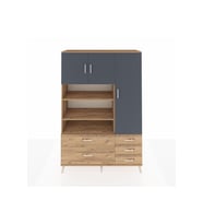 Hyperion Dolap 9 Raflı 5 Çekmeceli 3 Kapaklı 132x44x195 Çam-Antrasit/Çam