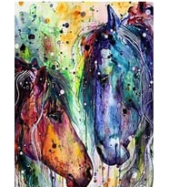 Atların Buluşması Sayılarla Boyama Seti 40x 50 cm (Tuvale Gerili)