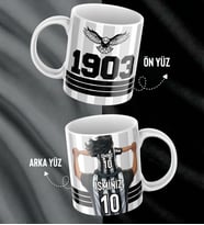Baba Kız Özel İsim Ve Numara Baskılı Siyah Beyaz Kartal Tasarımlı Kupa Bardak - Hediyelik