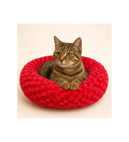 Kırmızı Simit Yatak Peluş 55x55cm, yumuşak ve şık ev dekorasyonu