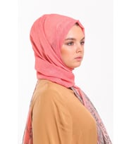 Eskitme Desen Haiti Seri Şal Eşarp Askısı ile Birlikte 90X200 cm Pembe Somon-90X
