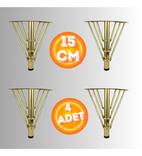 15 CM METAL 3 TELLİ KOLTUK AYAĞI MOBİLYA AYAĞI ÜNİTE AYAĞI KONSOL AYAĞI PUF BERJER AYAĞI (4 ADET) (Gold)
