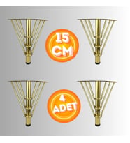 15 CM METAL 3 TELLİ KOLTUK AYAĞI MOBİLYA AYAĞI ÜNİTE AYAĞI KONSOL AYAĞI PUF BERJER AYAĞI (4 ADET) (Gold)