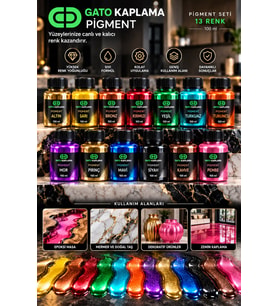 GATO Kaplama Solvent Bazlı Transparan Sıvı Pigment Boya Seti 13 Renk x 100 ml Renklendirici
