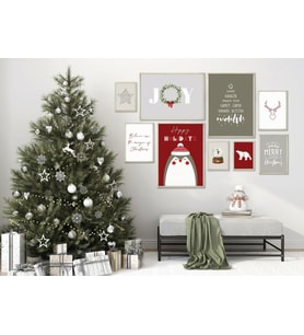 Çerçeveli Yeni yıl Seti Yılbaşı Seti Mdf Tablo Seti Noel Set Ahşap Çerçeve Seti