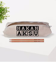 BK Gift Kişiye Özel İsimli Harfli Keten Bez Kalemlik ve İsimli Ahşap Kurşun Kalem Hediye Seti-30