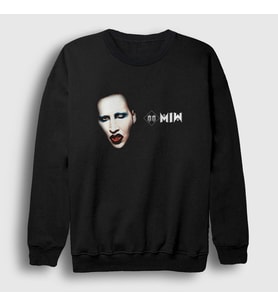 Presmono Unisex Siyah MM Marilyn Manson Sweatshirt 38736tt
