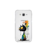Samsung Galaxy J7 Core ile Uyumlu Splash Kedi Tasarımlı Şeffaf Silikon Kılıf