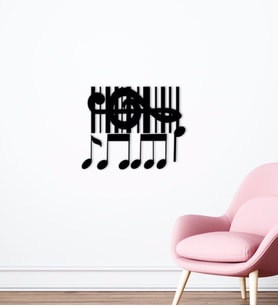 BK Home Müzik Notaları Tasarımlı Ahşap Duvar Süsü-8 (Siyah)