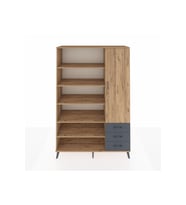 Hyperion Dolap 9 Raflı 3 Çekmeceli Tek Kapaklı  132x44x195 Çam-Çam/Antrasit