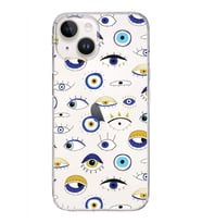 PrintiFy Apple  iPhone 14 ile Uyumlu 1mm Slim Fit Nazar Boncuğu 2 Baskılı Şeffaf  Kılıf