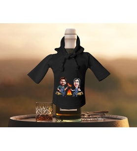 BK Gift Kişiye Özel Sevgililer Karikatürlü Mini Siyah İçki Şişesi Tişörtü , Ev Bar Dekoru, Viski, Şarap, Votka, Rakı Şişesi Tişörtü, Ev Barı-32