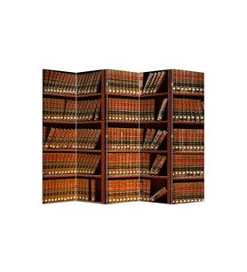 Bookshel Library 5 Kanatlı Oda Bölücü Çift Taraflı Kanvas Paravan