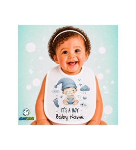 Kişiye Özel Oğlan Çocuğu Keten Bebek Mama Önlüğü – Yumuşak, Emici, Yıkanabilir, Özel Tasarım P097
