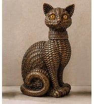 Kedi Heykeli Büyük BOY Hasır Vücut Desenlerine Sahip El yapımı Kedi Heykeli