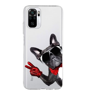 PrintiFy Xiaomi Redmi Note 10 ile Uyumlu 1mm Slim Fit Köpek 2 050e Baskılı Şeffaf  Kılıf
