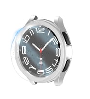 Samsung Galaxy Watch 6 Classic 47mm Uyumlu Sert PC Kasa ve Ekran Koruyucu Zore Watch Gard 29 (Beyaz)