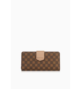 Cengiz Pakel Monogram Kadın Büyük Boy Mıknatıslı Cüzdan/Portföy – 65104P - Kahve/Vizon