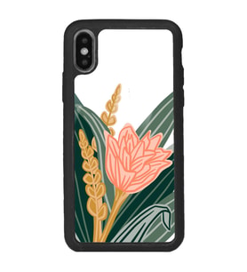 iPhone Xs Max Beyaz Karanfil Tasarımlı Glossy Telefon Kılıfı