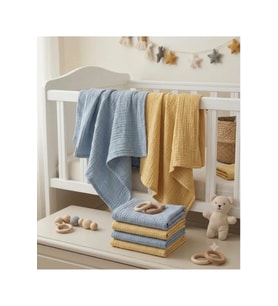 2 li Paket 4 Katlı Müslin Bebek Battaniyesi 85x85 cm - Bebek Örtüsü & Yeni