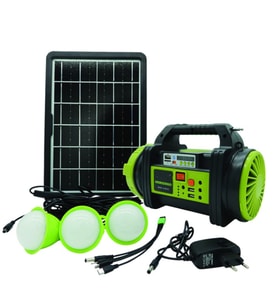 Şarjlı 30 W Solar Şarjlı Ev Aydınlatma Seti Radyo Ve Fan Powebank WS-5683