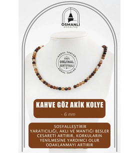 Kahve Göz Akik 6 mm Dizi Doğal Taş Kolye