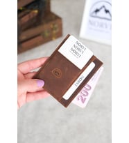 Çift Taraflı Unisex Hakiki Deri Kartlık (Koyu Kahverengi )