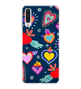 PrintiFy Samsung Galaxy A50 ile Uyumlu 1mm Slim Fit Retro Colors 3 Baskılı Şeffaf  Kılıf