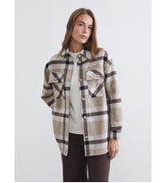 LCW Comfort Kahverengi Ekose Oversize Kadın Gömlek