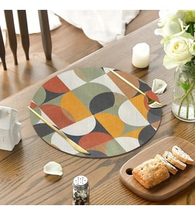 6'lı Geometrik Desen Keçe Amerikan Servis 35x35cm