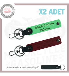 Kendi Tarzını Yansıt – Kişisel Deri Anahtarlık Seti İsim ve Plaka Yazılı, Fıstık Yeşil-Bordo-Syh