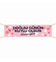 Doğum Günü Pankartı (Anneciğim) -13 75x300 cm (Çok Renkli)