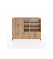 Hyperion Dolap 11 Raflı 3 Çekmeceli 5 Kapaklı 220x44x163 Çam-Çam