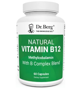 Dr. Berg Natural Vitamin B12 1000 mcg with B Complex Blend - Methylcobalamin B12 for Energy, Nerve Health, and Cognitive Function* - Methylated B12 with Folate - 60 Capsules. (Renksiz)